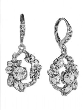 Givenchy Crystal Cluster Silver Drop Earrings